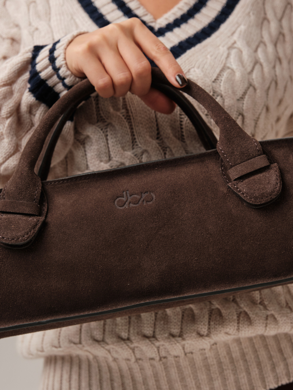 Замшевая сумка багет DBR 31157 темно-коричневый