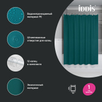 Штора для ванной полиэтилен IDDIS P04PE18i11 Promo  180*200 тёмно-зелёная  c кольцами