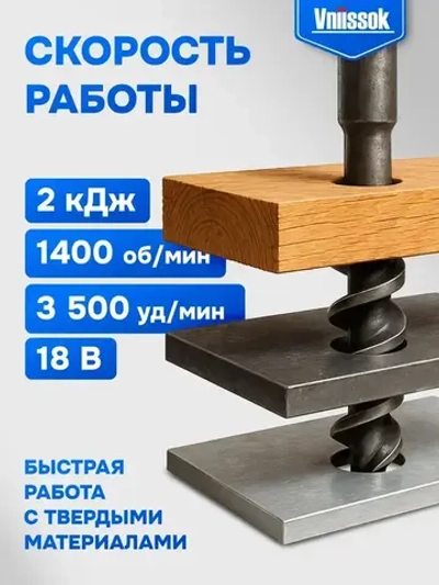 Перфоратор бесщеточный аккумуляторный VNIISSOK 2Дж, V-18В