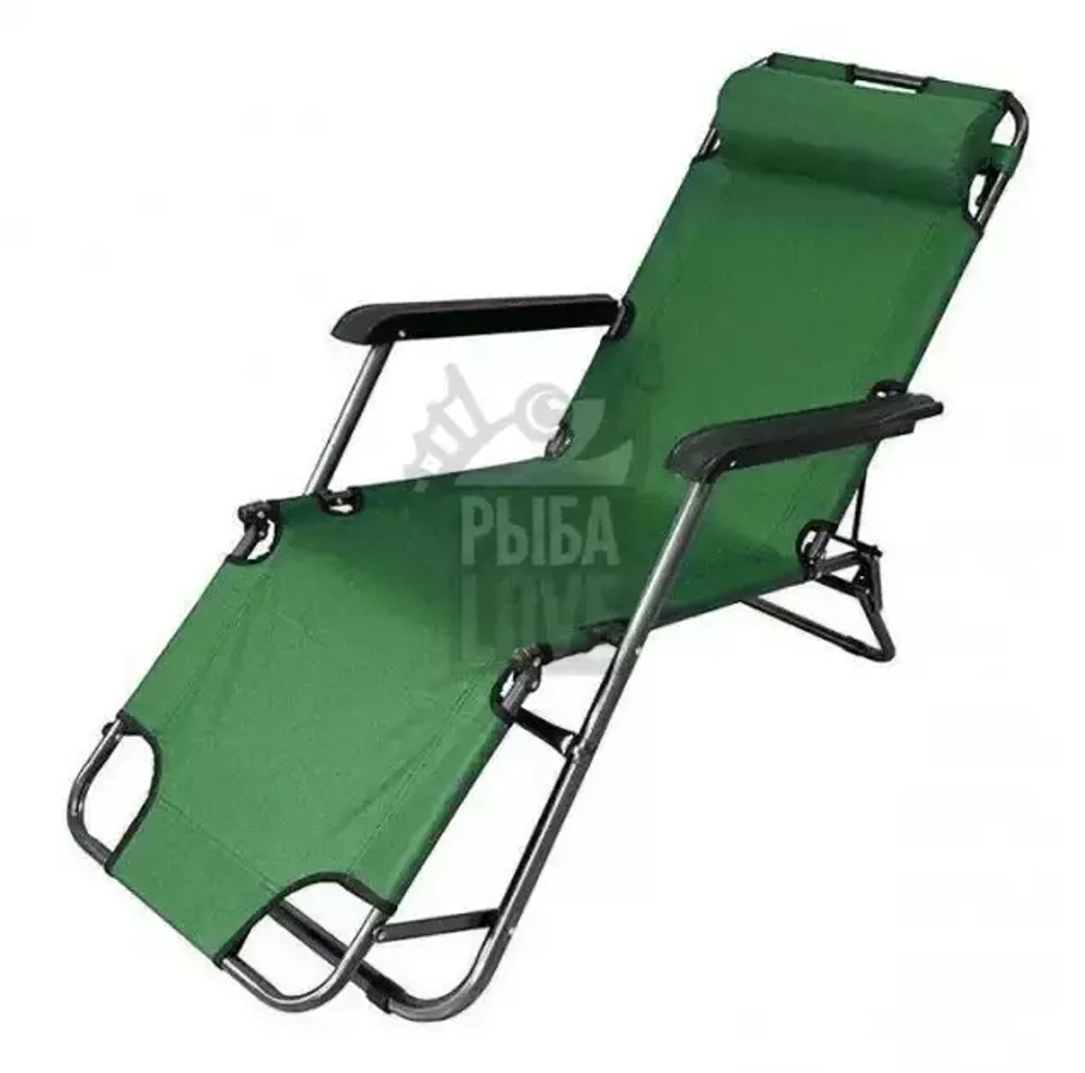 Раскладное кресло-шезлонг с подголовником 153см кресло для пляжа, рыбалки, дачи
