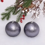 Новогодние шары 10 см (набор 2 шт) «Глиттер», графит