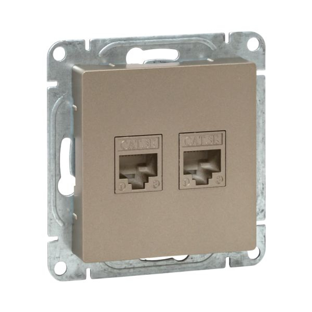 Механизм розетки RJ45 - 2шт, (cat5), шампань Эпика EKF