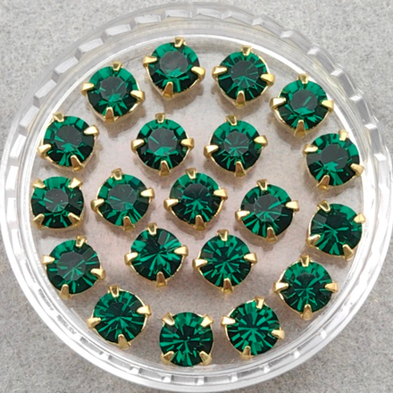 Шатоны Preciosa MAXIMA в оправах, Emerald/Gold