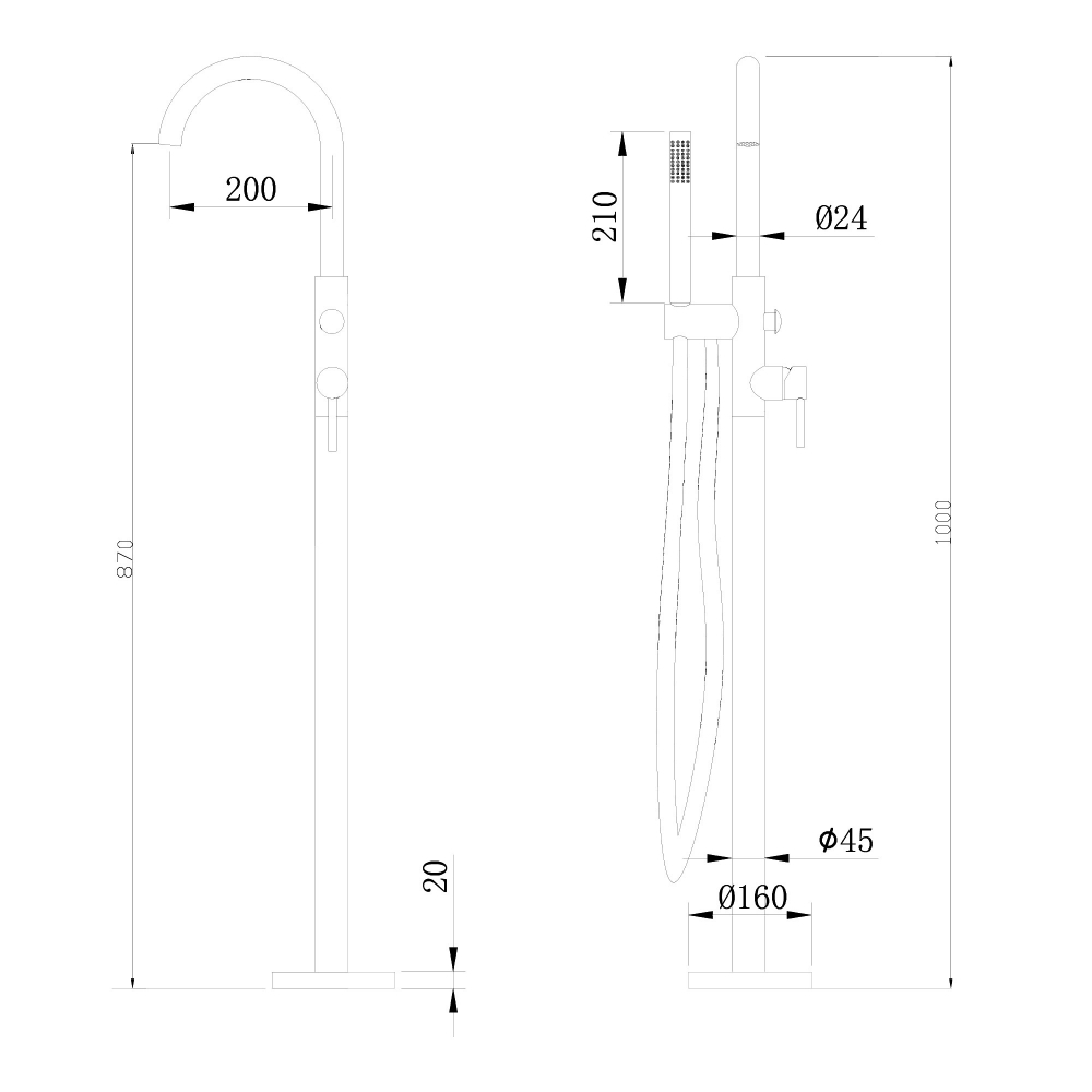 Смеситель ABBER Wasser Kreis AF8115NG напольный для ванны, никель