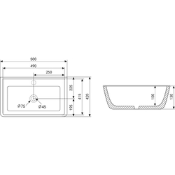 Раковина Abber Rechteck 50 AC2203 Белая