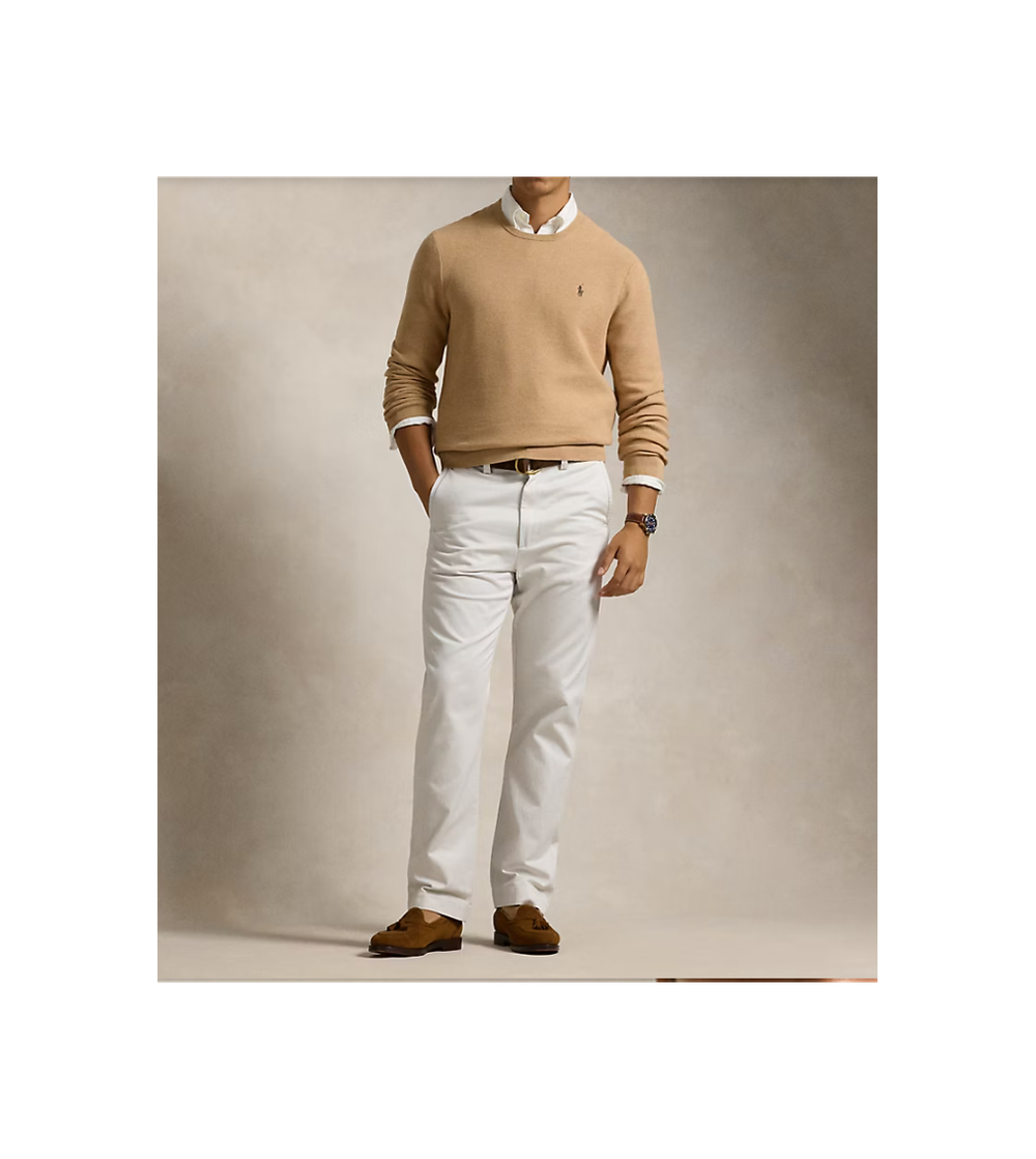 Фактурный хлопковый свитер с круглым вырезом Polo Ralph Lauren