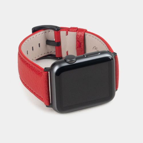 Ремешок для Apple Watch 40/41/42 mm из кожи козы, красного цвета