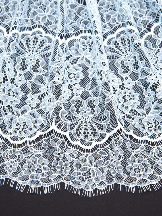 01-61 ОПТ Кружево шантильи 23 см, светло-голубой