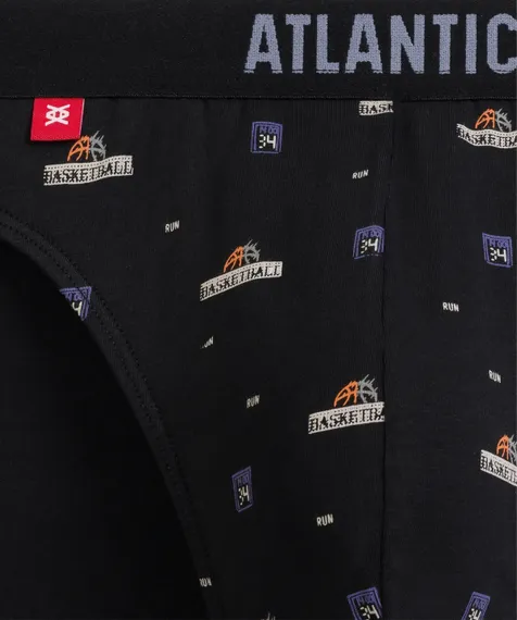 Мужские трусы (3шт) слипы спорт Atlantic 3MP-194, черный + светло-зеленый + графитовый