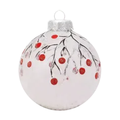 Стеклянный шар Зимняя рябина 85 мм., в подарочной упаковке, Коломеев (КУ-85-204104)