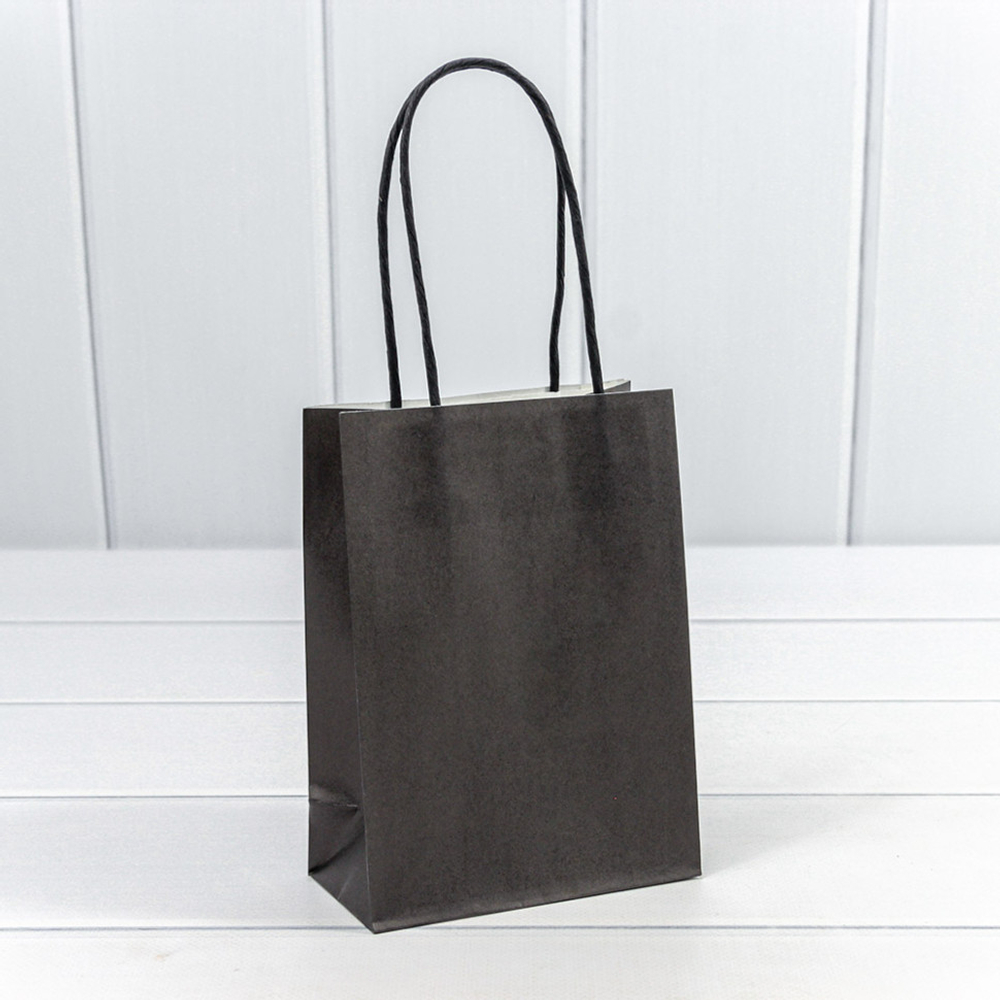 Пакет подарочный 12х15х6см (Черный, Крафт)