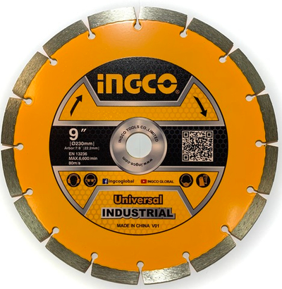 Диск алмазный сегментный 230х10х2,2х22мм INGCO DMD012301 INDUSTRIAL