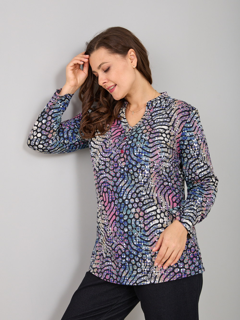 Блузка БЛ-22/тсиний-хамелеон