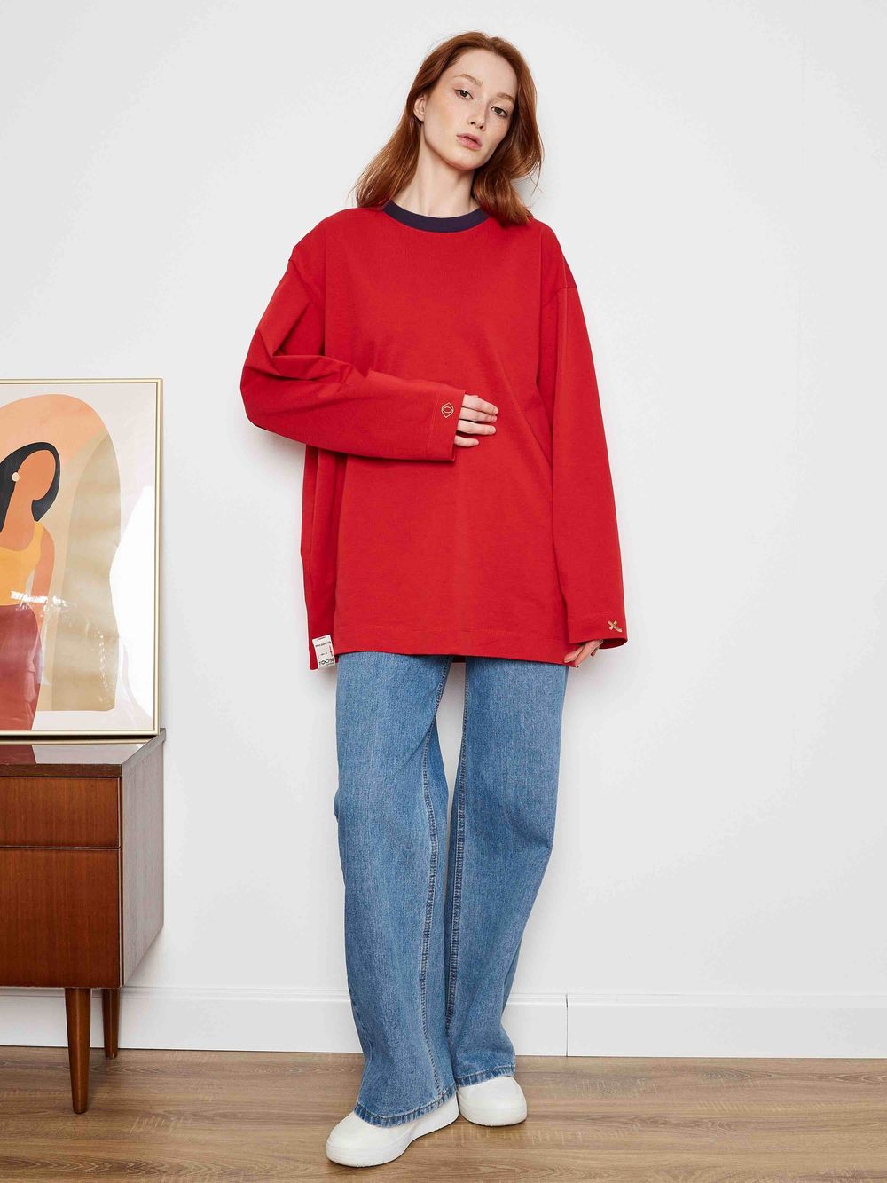 Лонгслив Toccotwo Navy neck Красный