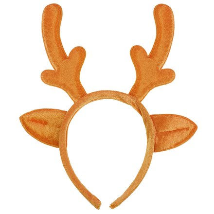 Ободок Оленьи рожки с ушками Коричневый