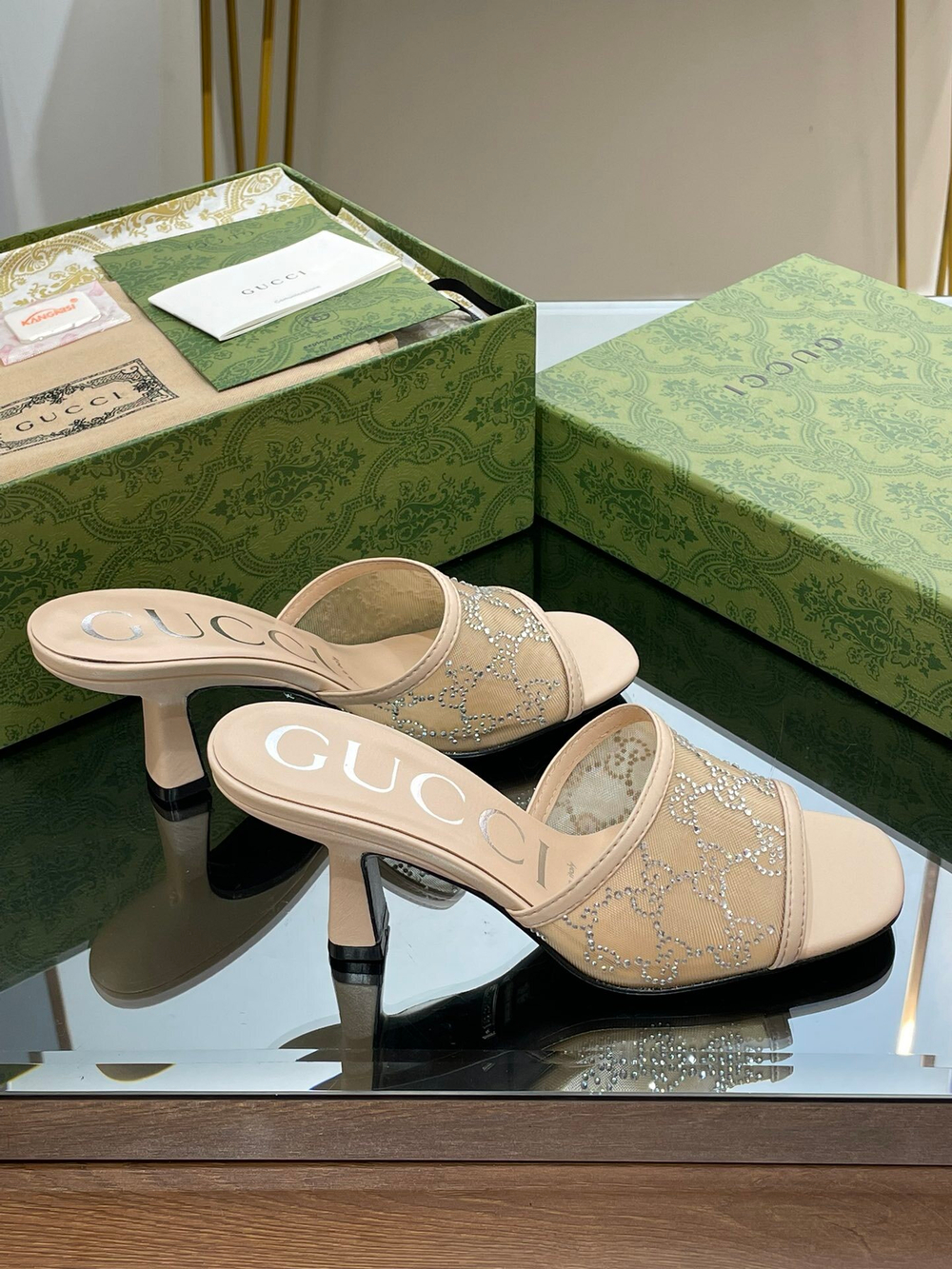 Gucci GG Mid-Heel Slide Sandal 7.5 cm