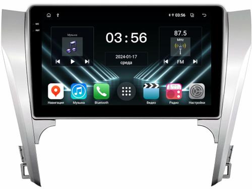 Магнитола для Toyota Camry 50 2011-2014 (рамка серебро) - FarCar S280 монитор 10.36" IPS на Android 13, CarPlay