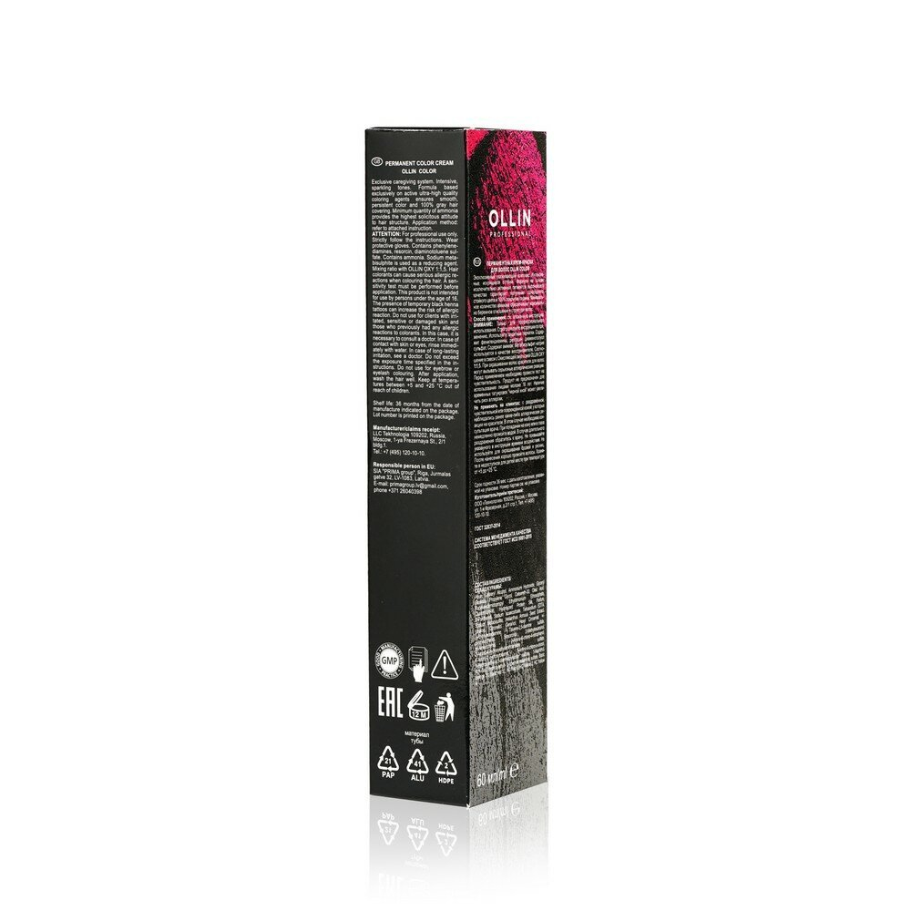 OLLIN COLOR 9/1 блондин пепельный 60мл Перманентная крем-краска для волос