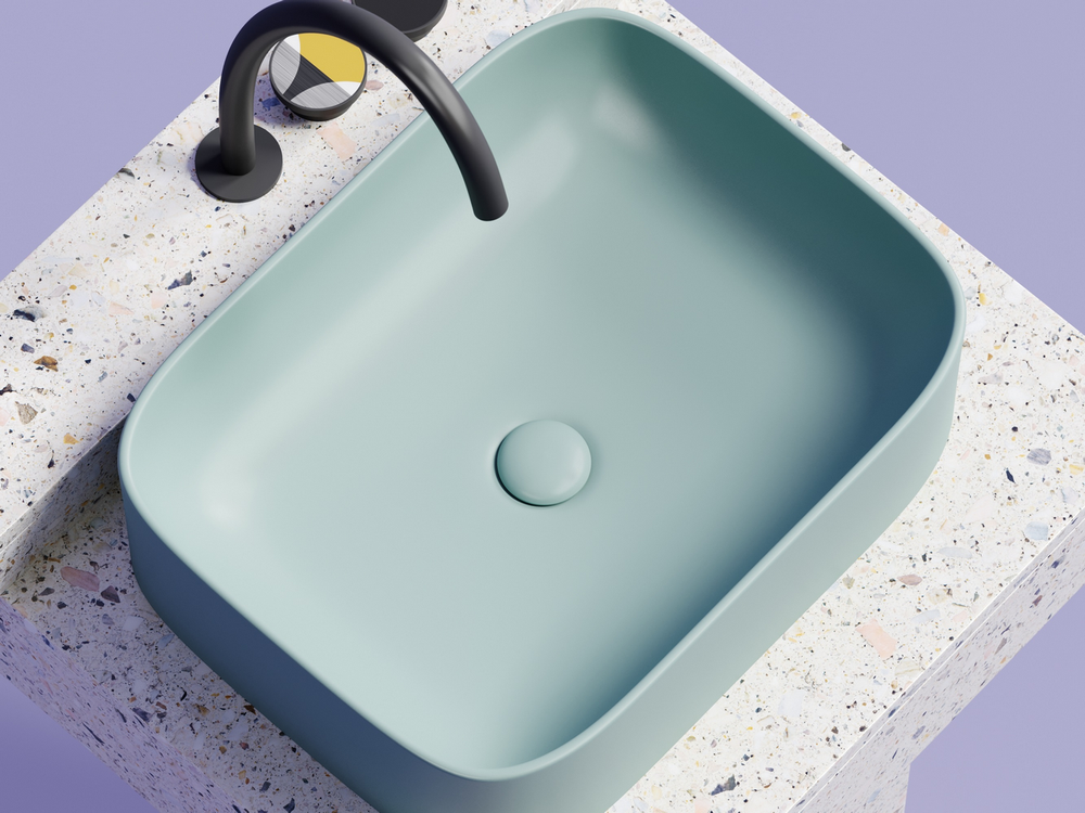 Умывальник чаша накладная прямоугольная (цвет Зеленый Матовый) Element 505x380x150мм
