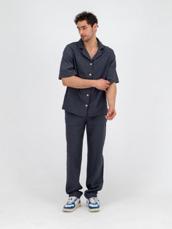 Костюм льняной с брюками. Графит