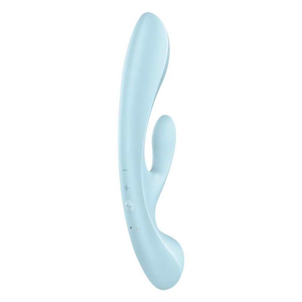 Гибкий вибратор-кролик 2 в 1 Satisfyer Triple Oh, голубой