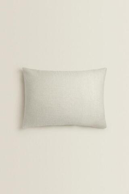 ZARA HOME ОДНОТОННЫЙ ЛЬНЯНОЙ ЧЕХОЛ ДЛЯ ДЕКОРАТИВНОЙ ПОДУШКИ, СВЕТЛО-БЕЖЕВЫЙ