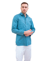 Рубашка медицинская мужская Dr. Nice DRN712 с длинным рукавом, деним, 48