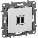 Розетка USB тип С / тип С 3000мА 15Вт - белый ETIKA Legrand