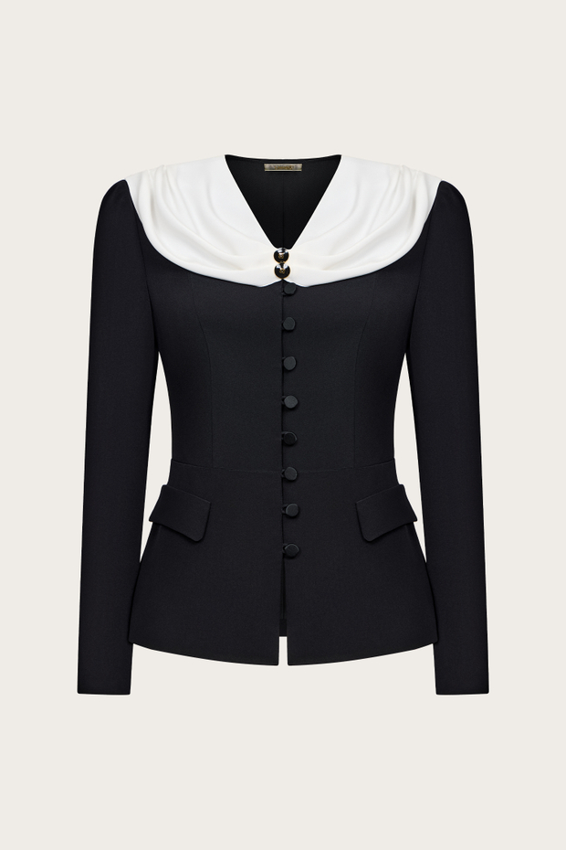Жакет из шелка со съемным декоративным воротником