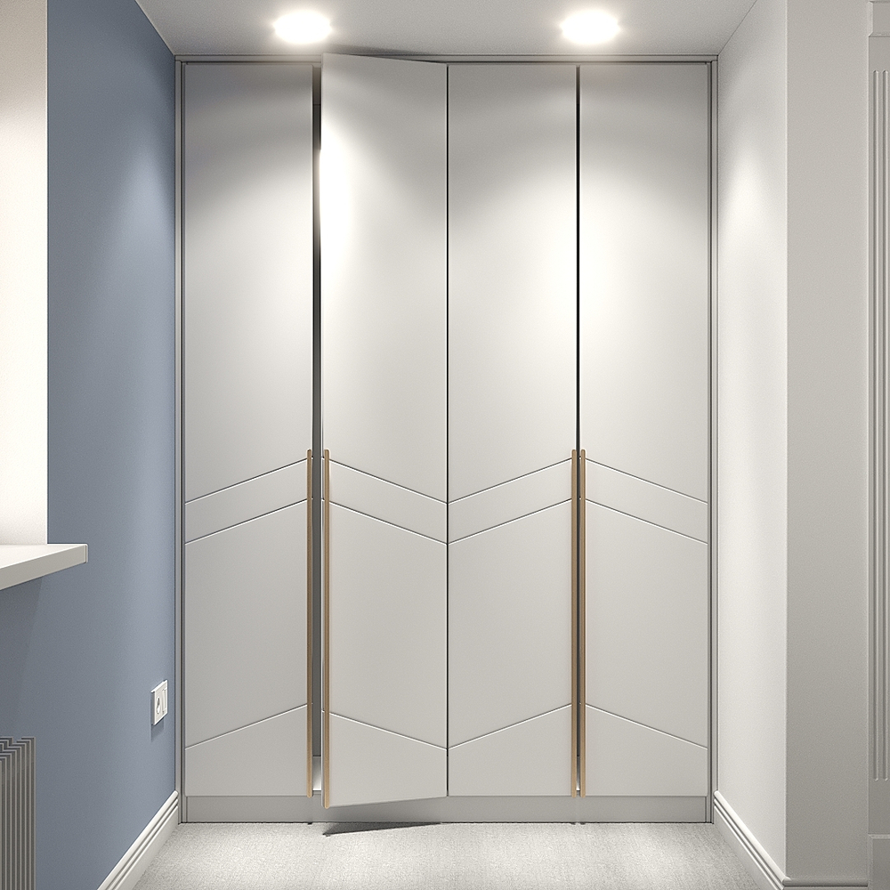 Распашной шкаф Авелин четырехсекционный в белой эмали  240*45*220