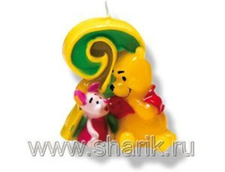 РАСПРОДАЖА Свеча-цифра "2" Винни Пух 5,5см/Р