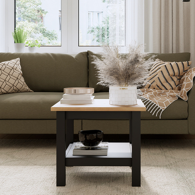 Журнальный стол Хемнэс/Кымор, 55х55х46см, черный/светло-коричневый