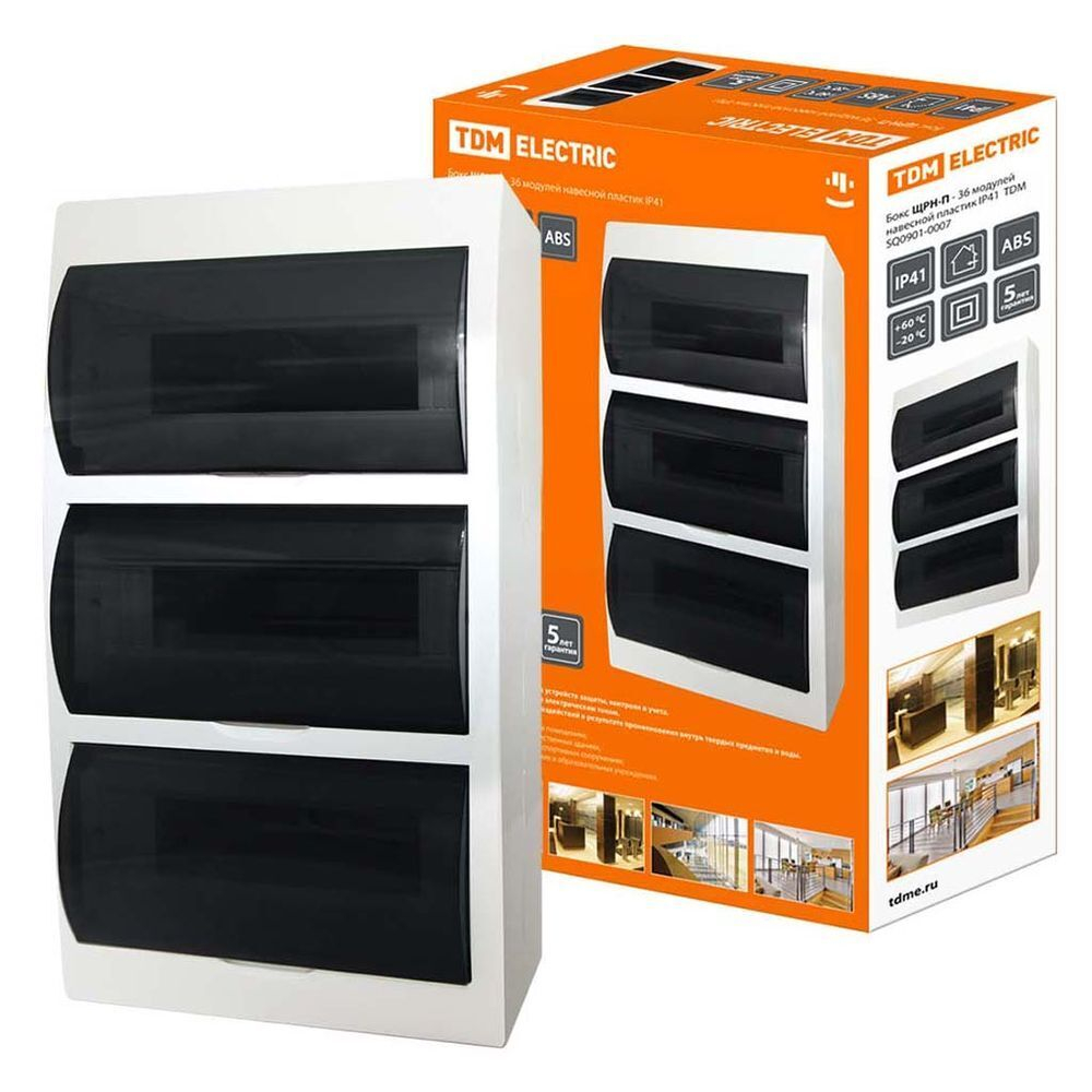 Бокс настенного монтажа навес, ЩРН-П, пластик, TDM, 36мод, IP41, SQ0901-0007
