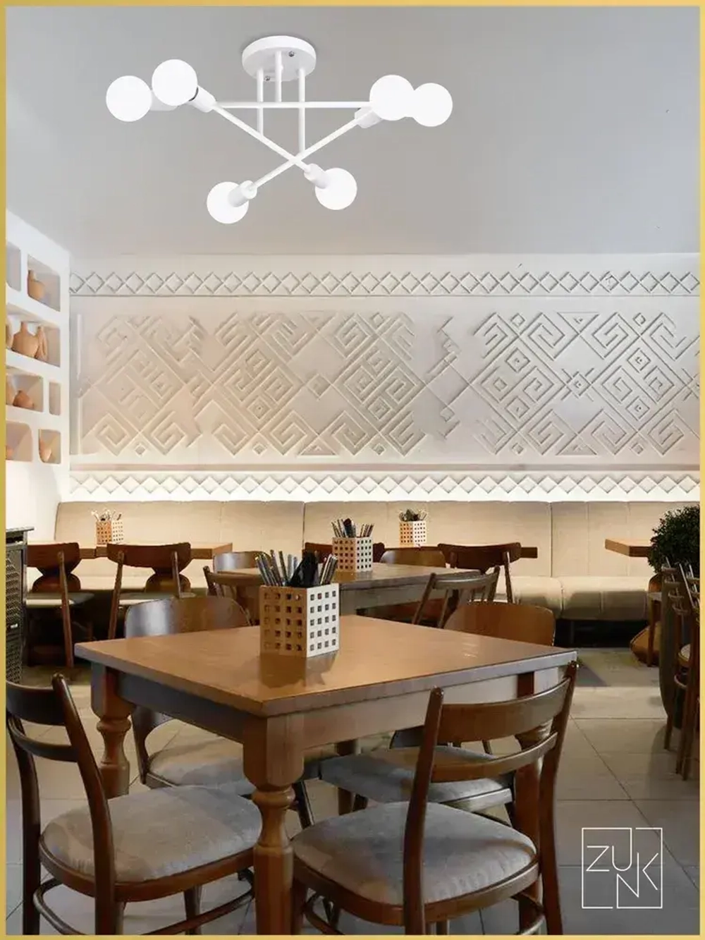 Люстра потолочная подвесная 6 рожков на кухню, в спальню, в гостиную, для зала или в комнату светильник для всех видов потолков