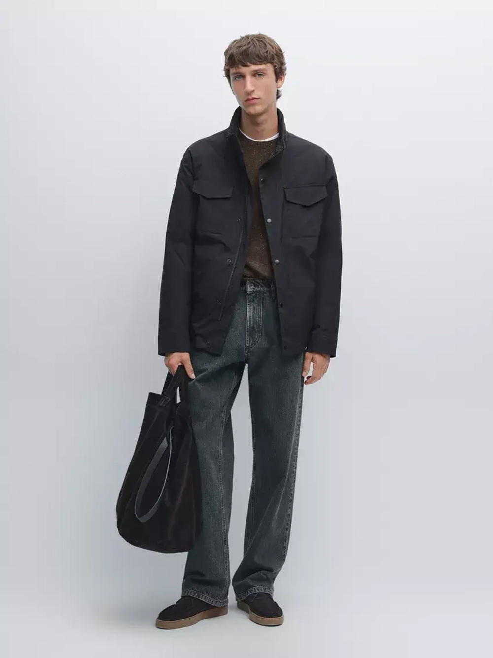 Massimo Dutti Непромокаемая стеганая куртка, темно-синий