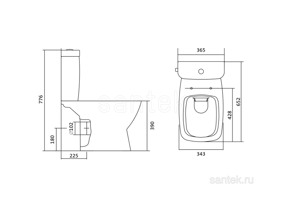 Унитаз-компакт Santek Нео с горизонтальным выпуском, rimless 1WH302418