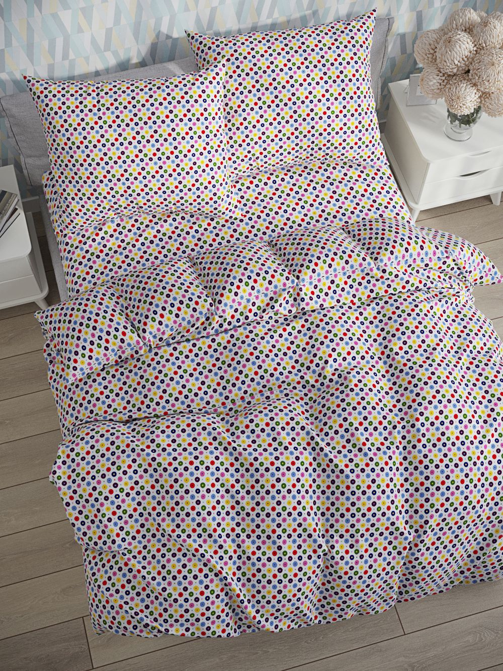 Простынь на резинке перкаль Сказка "Конфетти" 120x200 см