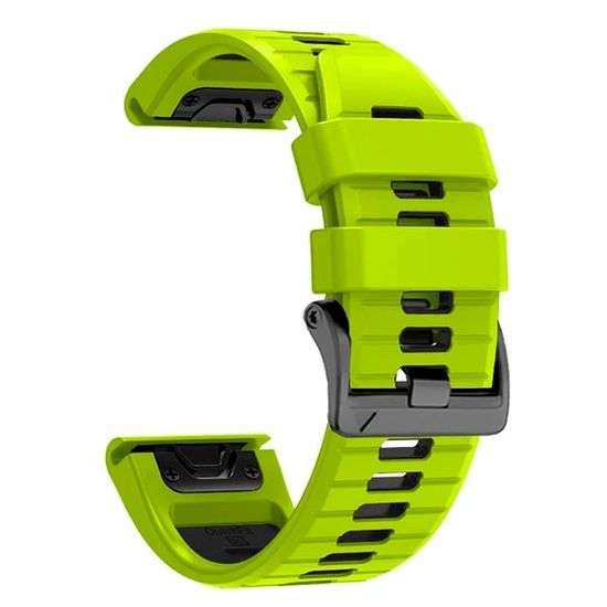 Ремешок двухцветный QuickFit 26 мм для Garmin Fenix 7x/6x/5x/5x plus/3, Descent, Tactix, Enduro, D2, Instinct 2X силиконовый (Лайм/черный)