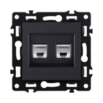 Розетка двойная Ethernet RJ45 Cat.6, черный Kollinger Asthetik AS-018BK