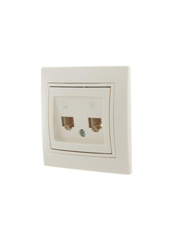 Розетка компьютерная + телефонная 2-м СП Mira RJ45 + RJ11 крем./крем.. LEZARD 701-0303-143