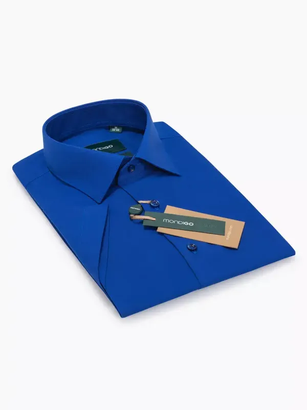 Рубашка приталенная SLIM FIT с коротким рукавом, синяя