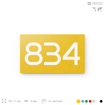 Номер на дверь 834, табличка на дверь для офиса, квартиры, кабинета, аудитории, склада, желтая 120х70 мм, Айдентика Технолоджи