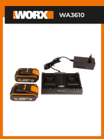 Комплект WORX WA3611: Двойное зарядное устройство WA3883
