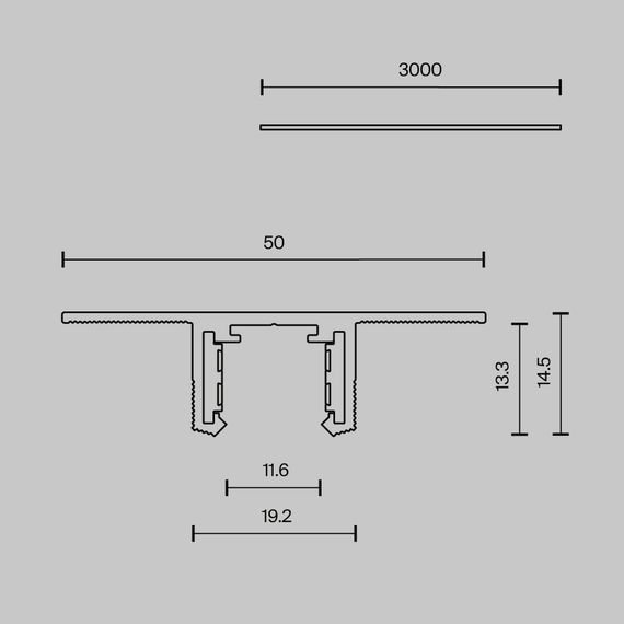Шинопровод 3м Exility X встраиваемый под ГКЛ 12,5мм Maytoni Technical EXILITY X Busbar trunkings Exility X TRX239-423.12B