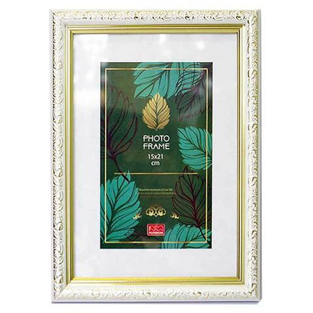 Фоторамка пластик 15х21 см Эрмитаж белый с золотом