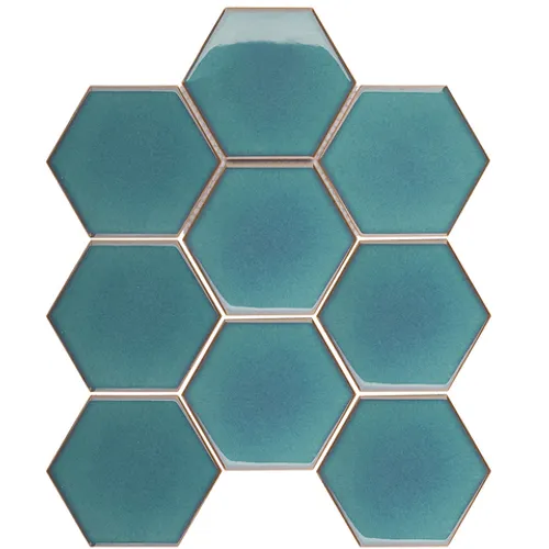 Керамическая мозаика Hexagon big Green полированная