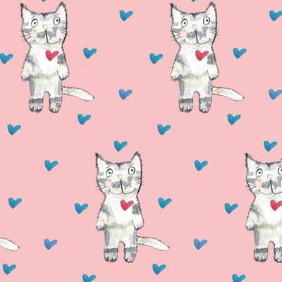 Buy kids fabric pink cats