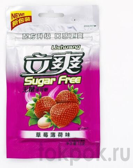 Освежающие леденцы без сахара со вкусом мяты и клубники Lishuang Sugar Free, 15 гр