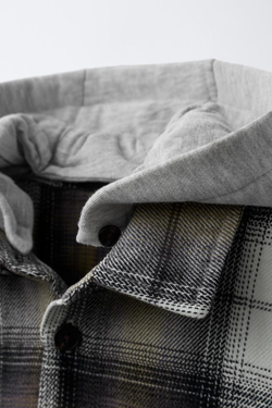 ZARA КУРТКА-РУБАШКА В КЛЕТКУ С ОТСТЕГИВАЮЩИМСЯ КАПЮШОНОМ ИЗ МЯГКОЙ ТКАНИ, КОРИЧНЕВЫЙ