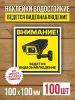 Наклейка Ведется видеонаблюдение 100х100 мм 100 шт
